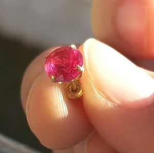 14k Solid Gold With Red Cubic Zirconia